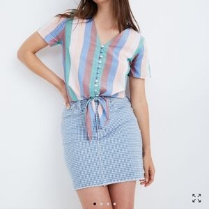 Madewell Novel Tie-Front Button Top in Flagstaff Stripe